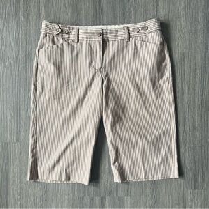 Express Tan & White Pinstripe Low Rise Suit Shorts